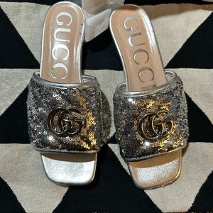 Authentic Gucci silver marmont sandals